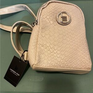 London Fog Cream Textured Crossbody Bag
